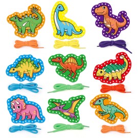 Aizweb Dinosaur Lacing Cards,Sewing Cards for Toddlers, Fine Motor Skill Toys,Threading Cards for Preschoolers,Art and Craft for Kids Educational Kindergarten Learning Activities
