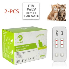 2 Pcs (FIV+FeLV) Feline Immunodeficiency & Leukemia Combo Test Kits for Cats Health