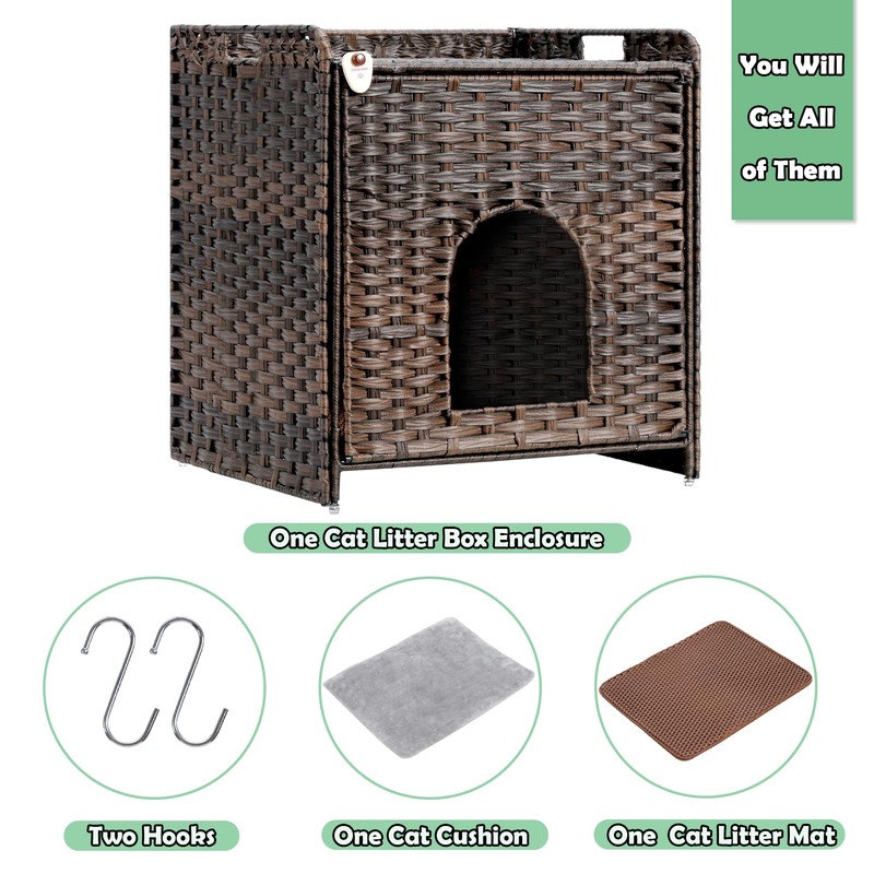 Gitelsnour Cat Litter Box Enclosure, Hidden Cat Litter Box Furniture