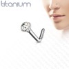 PiercedOff Titanium L Bend Nose Stud with Clear CZ -