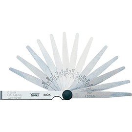 Vogel Germany 413107 Feeler Gauge Set (20 Sheets, Measuring Range: 0.05-1.00 mm, Stainless Steel, Conical Leaf Shape, 100 mm Long)