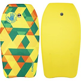 Classic 33 Inch Bodyboard (Geometric) - EPS Core, HDPE Slick, Crescent Tail, Graphic Slick, Includes Leash for Men, Women, Kids - Durable, Surfing Waves Ocean Summer Fun Beach Water Body Board