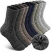 HEERMS 5 Pairs Mens Merino Wool Socks Thick Winter Hiking