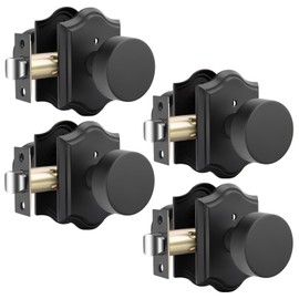 goldenwarm Black Door Knobs Interior, Zinc-Alloy Heavy Duty Matte Black Door Knobs, Privacy Door Knob Interior for Bedroom Bathroom (4 Pack)