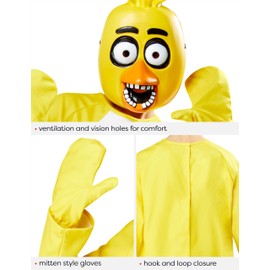 Rubie's Five Nights at Freddy's Chica Costume Jumpsuit, Gloves, and Half-Mask, As Shown, X-Large