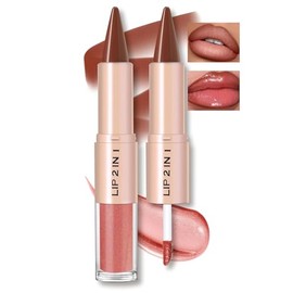 Lápiz de Labios y Pintalabios Líquido 2 en 1 con Doble Punta (04#)