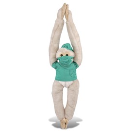 DolliBu Long Arm Hanging White Squirrel Monkey Doctor Plush Toy - Super Soft Monkey Doctor Stuffed Animal with Scrub Uniform and Cap Outfit - Plush with Personalization - 21 Inch