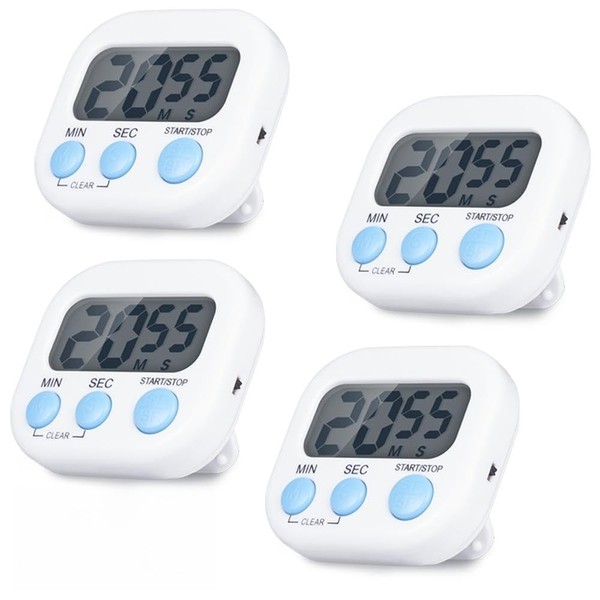 YOMYM Temporizador de Cocina Digital 4 Paquetes, Cronometro Electrónico Multifuncional,