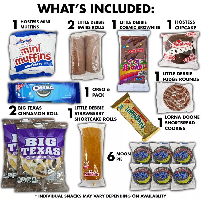 Fun Flavors Box Pastry Snack Box Care Package 30 Count