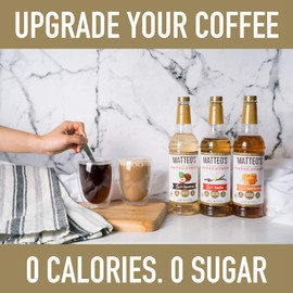 Matteo's Barista Style Sugar-Free Coffee Syrup, Cookie Dough Flavour, Zero Calories and Sugar, Keto-Friendly Coffee Syrups, Delicious Flavoured Coffee Syrup - 25.4 oz Syrup Bottle