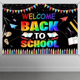 Welcome Back to School Backdrop Bulletin Board First Day of School Sign Vinyl Banner Classroom Decorations, Welcome to Kindergarten Banner Large Backdrop Poster Welcome Banner for Party(72 X 48 In)