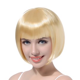 Free Beauty Wig, Short Bob, Small Face, For Cosplay, Straight, Heat Resistant, Disguise, Imechen, Cute, 9 Colors Available (Blonde)