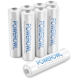 POWEROWL AAA Rechargeable Batteries 1000mAh 1.2V NiMH, Low Self Discharge, 8pack