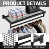 Fiwochic 2 Pcs Black Slatwall Shelf Clothes Rack with Grid