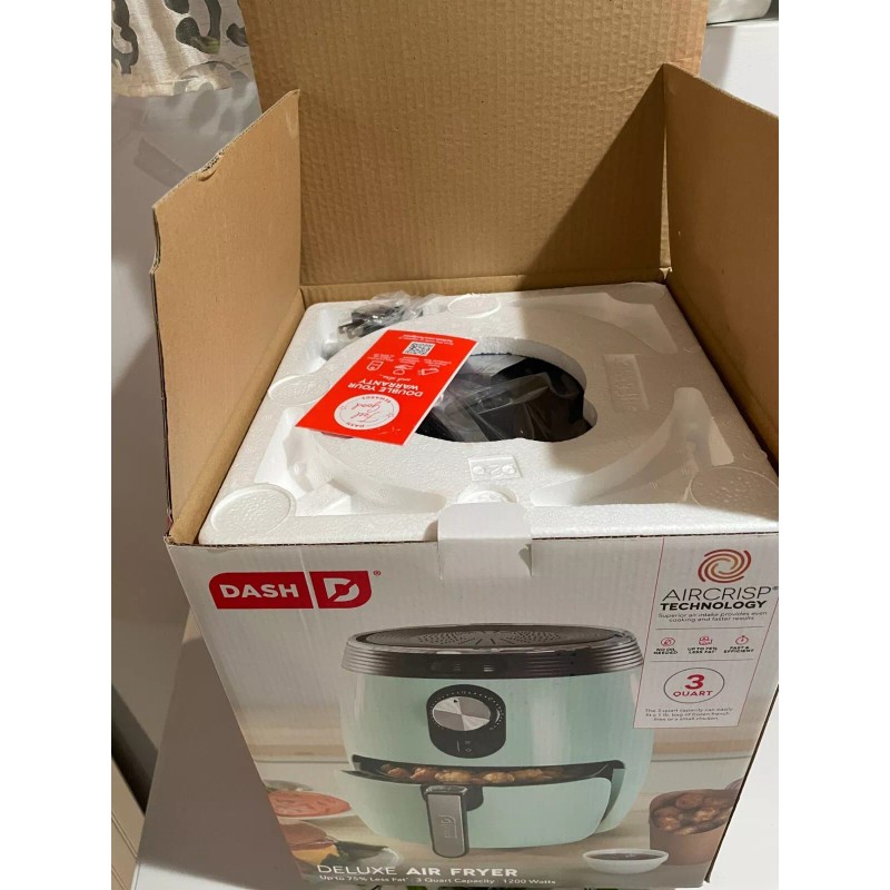Dash Deluxe Air Fryer 3 Quart Aqua With AirCrisp Technology