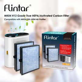 Flintar MK04 Replacement Filter, Compatible with AROEVE Air Purifier MK04, MG04JH and DH-JH04, H13 Grade Filtration, 2-Pack