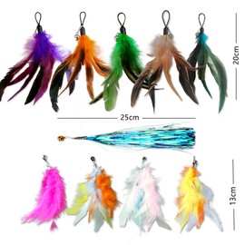 LogFaadCoi 10-Pack of Vibrant Feathered Cat Toy Refills: Perfect Wand Attachments for Indoor Cats, Enhance Your Pet's Playtime with These Exciting Replacement Feather Cat Toys