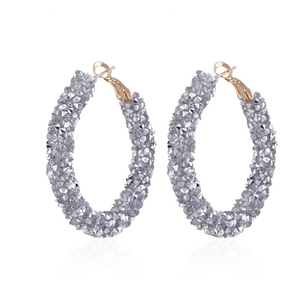 YUNXI Sequin Glitter Hoop Earrings Bohemian Sparkle Resin Rhinestone Wrapped