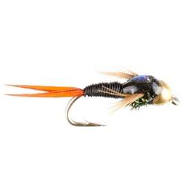 The Fly Fishing Place Tungsten Bead Head Black Copper John Nymph Fly Fishing Flies - Set of 6 Flies Hook Size 14