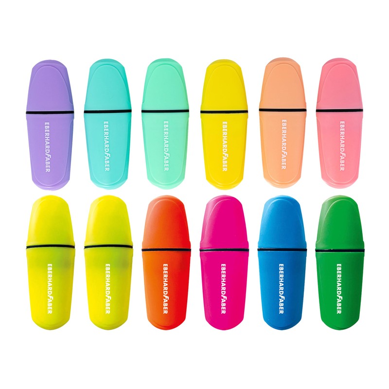 EBERHARD FABER 599040 Mini Highlighter Set, 12 Markers in Neon