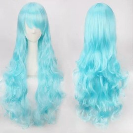 Lucky Day Peluca Cabello Ondulado Con Flequillo Color Azul