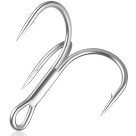 Treble Fishing Hooks, Super Sharp Solid Triple Barbed Fish Hook Strong Wide Gap High Carbon Steel Barbed Hook for Fishing Lures Baits Freshwater Saltwater (Silver 14# 125pcs)