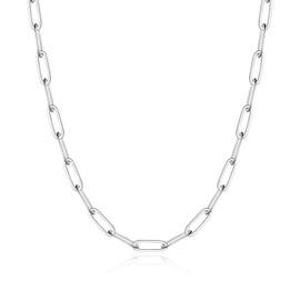 Collar de cadena de plata de ley 925 con cierre de clip para mujer, 2,5 mm, 3 mm, 4 mm, 5 mm, cadena de clip para mujer, collar de cadena de plata de 16, 18, 20, 22, 24, 26, 30 pulgadas, 22, Plata