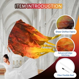 Baisdan 59'' Double Layered Worship Flags for Dance Church, Praise Dance Flags for Worship, Praise Flag with Flexible Rod and Storage Bag, Set of 2, Yellow-Orange-Black