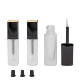 UPSTORE 3 Pcs 5ml Frosted Glass Lip Gloss Tubes Refillable Square Lip Glaze Containers with Wands and Stoppers Mini Lip Balm Bottles Vials for DIY Makeup Travel