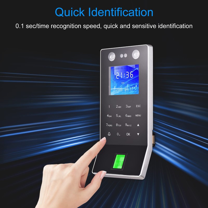 Bewinner Small Business Time Tracking, Fingerprint Stamp Clock and Face