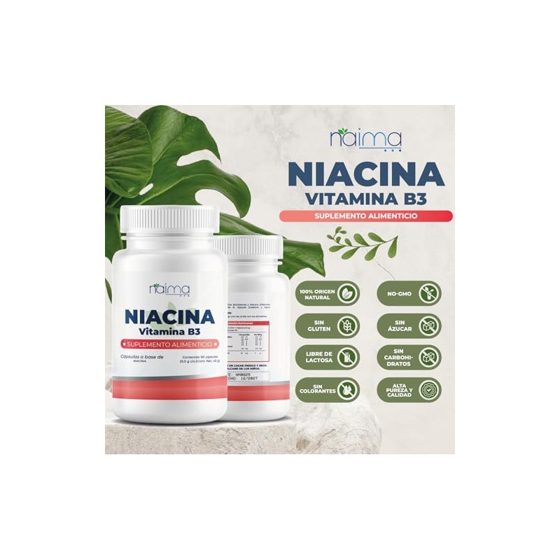 NAIMA Niacina 90 Cápsulas | vitamina B3 | Formula limpia