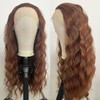 PORSMEER Auburn Brown Lace Front Wig Long Curly Wavy Wig
