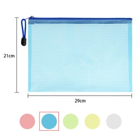 Vicloon Document Bag B5, 10 Pieces Zip Bag, Colourful Waterproof Document Bag with Zip, Mesh Bag with Zip, File Zip Bag, Zip Pockets