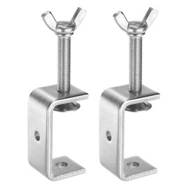 sourcing map 2pcs 304 Stainless Steel C Clamps 2.17" (55mm) Wide Jaw Opening Wood Clamps Metal U Beam Clamp for Woodworking Welding Building Household Mounting