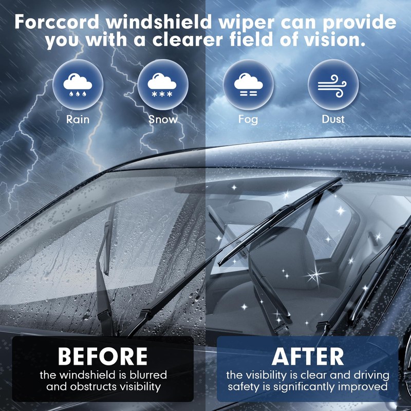 Forccord 26"+ 17"+ 12" Windshield Wiper Blades Fit for INFINITI