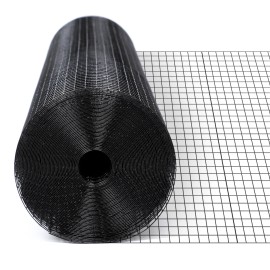 Welded Mesh Fence PVC Black Hardware Cloth 19Gauge 1/2in Mesh 48inx50ft RollWire Diameter: 1MM, Aperture: 12.7mm