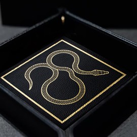 boshiho Valet Tray for Men, Leather Jewelry Catchall Key Phone Coin Box Change Caddy Bedside Storage Box (Black and Gold)