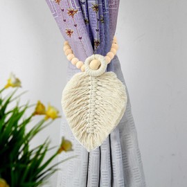 Curtain Rope Tiebacks,2 Pack Macrame Curtain Tieback -Shaped Curtain Holdbacks,Boho Woven Connection,Hand Knitted for Window Curtain Home Bedroom