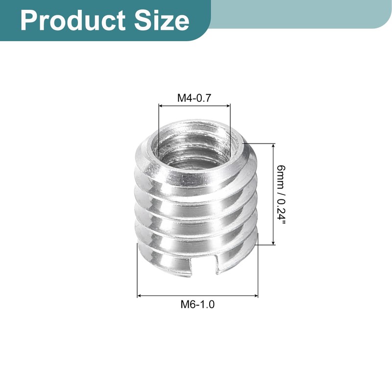 sourcing map 30Pcs Threaded Inserts, M4-0.7x6 & M6-1x6 Stainless Steel