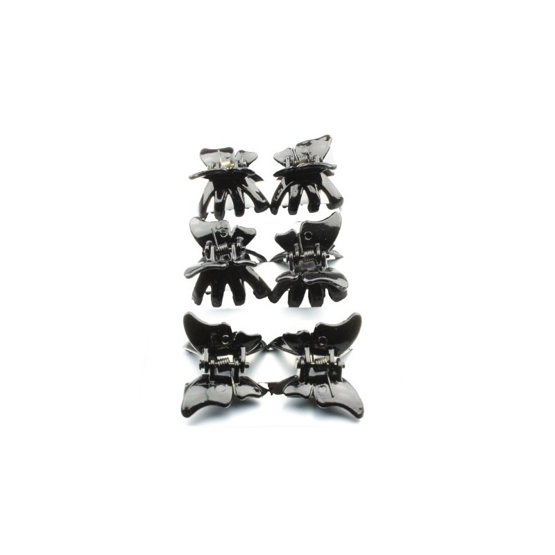 6 Black Plastic Butterfly Mini Clamps IN8314