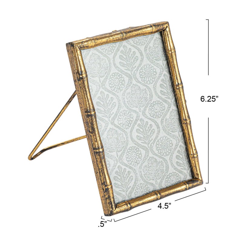 Creative Co-Op Metal and Reclaimed Wood Photo Frame, Gold