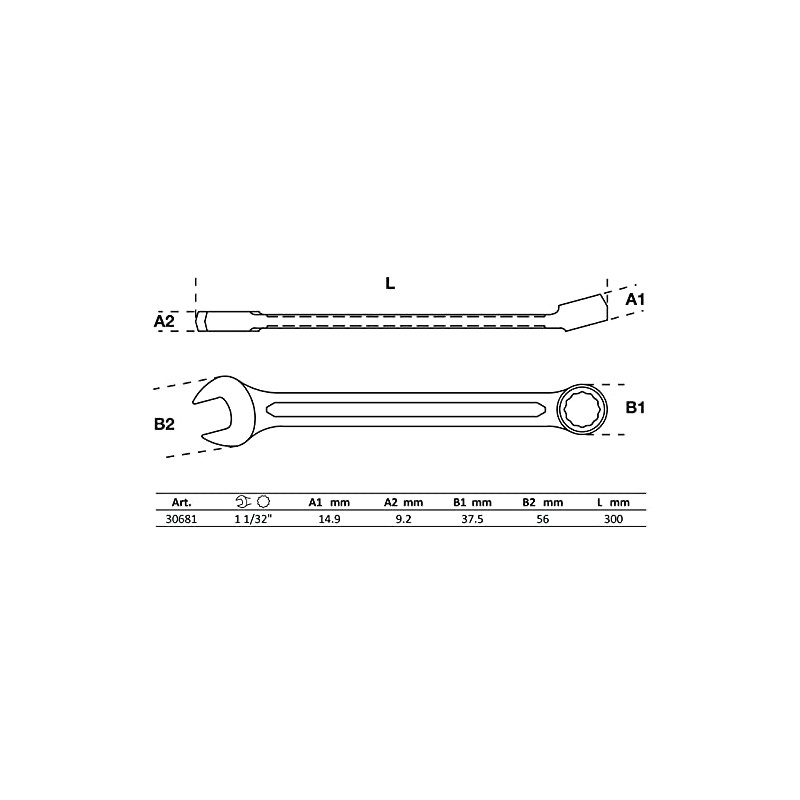 BGS 30681 Open-Ended Ring Spanner SAE SW 1.1/32 Inch Combination