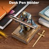 Akulgaci Medieval Knight Pen Holder with Sword, Kneeling King's Guard