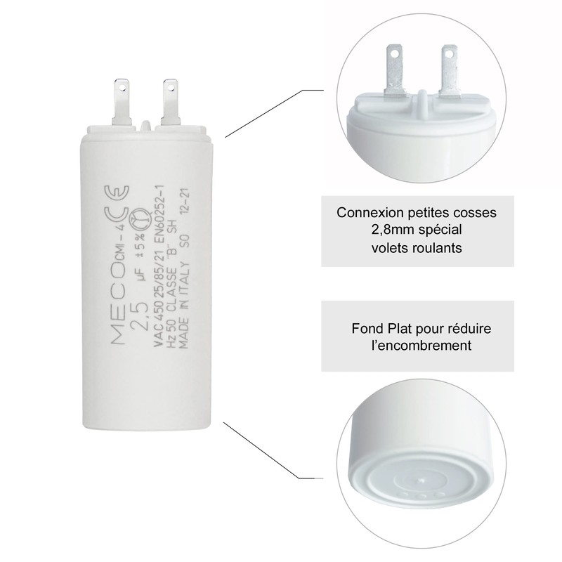 Capacitor 2.5 µF Especially for Somfy Roller Shutters Motor 6