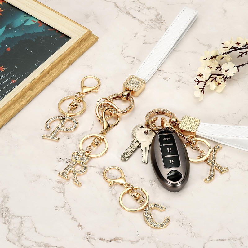 PATIKIL Leather Wristlet Keychain, Initial Letter O Keychains with Key