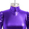 IBAKOM Women Shiny Metallic Leotard Mock Neck Half Peplum Gymnastics