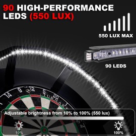 Turnart Dartboard Lighting, 360° Pro Dart Lighting for Dartboard, Cork, Brightness Control, Dart Light for Dartboard, Steeldart-90 LED Dartboard Lighting for Living Room or Bar