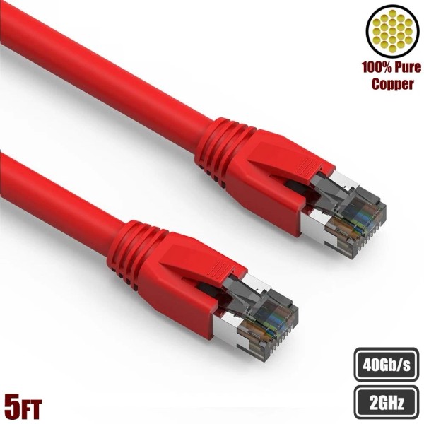 Unbranded 5FT Cat8 RJ45 Network LAN Ethernet Patch Cable S/FTP