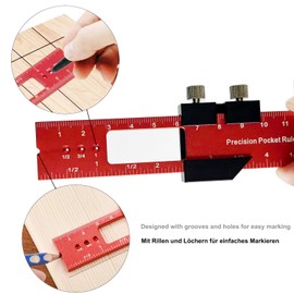 FORTSPANG 3 Pieces Metal Marking Gauge for Woodworking, Adjustable, 16/21/30 cm (6/8/12 inch), Precision Slider for Marking 45° & 90° Angles, Inch & Metric for DIY (Red)