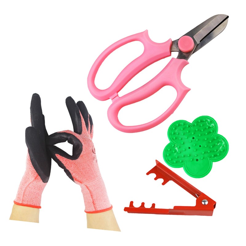Flower Scissors Rose Stripper Thorn Remover Tool Garden Gloves Set